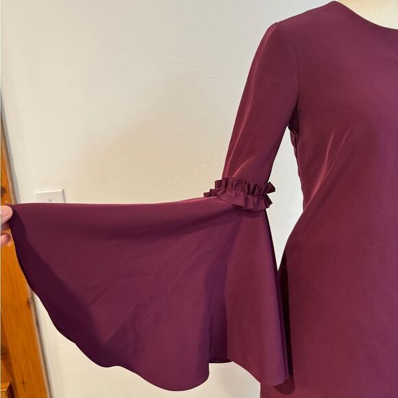 Milly | Women's Cady Bell Sleeve Dress in Wine, Size 0 - Picture 3 of 12